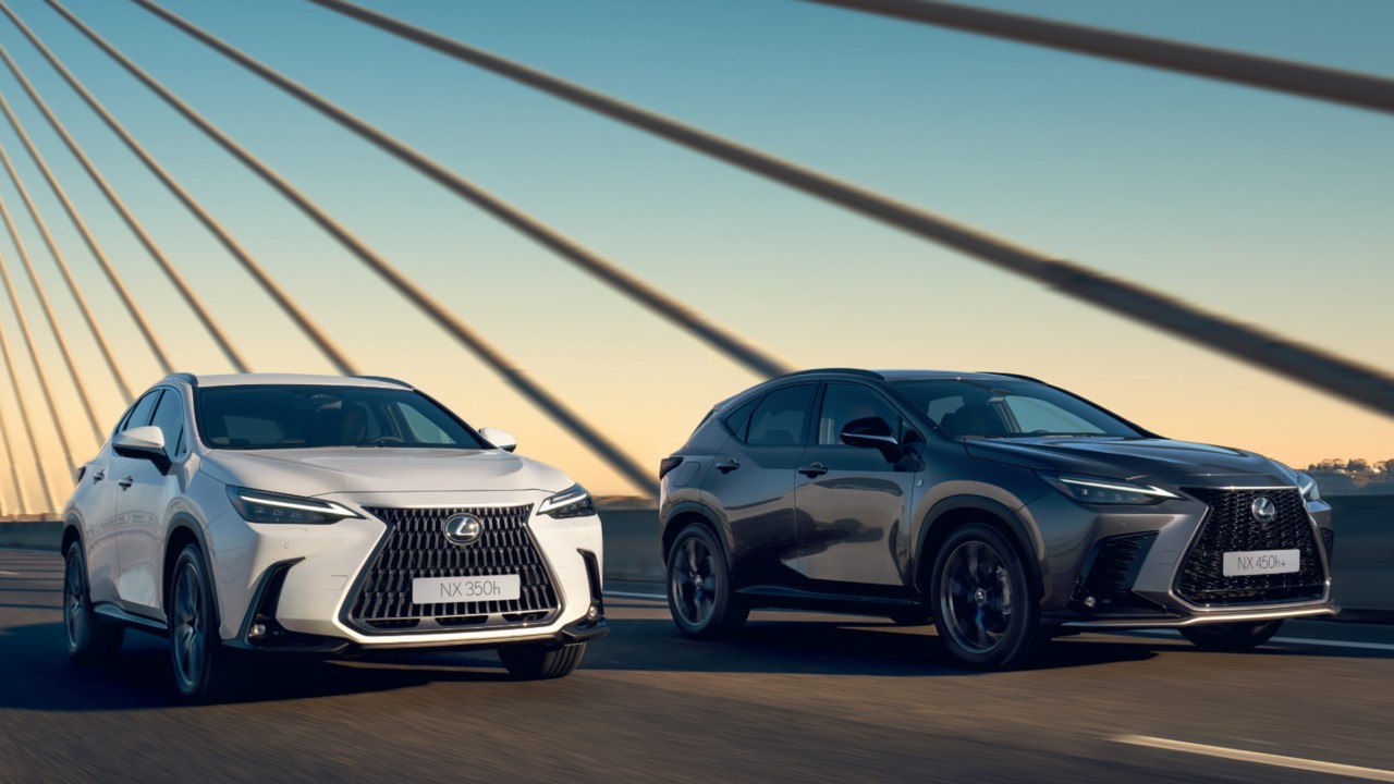 Lexus NX 350h and NX 450h+ driving on a road
